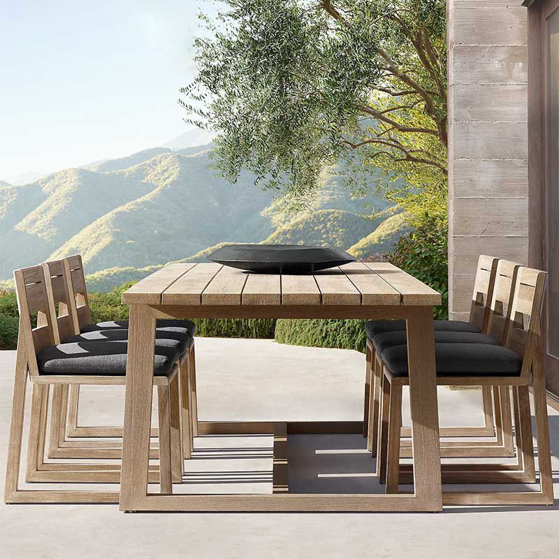 Teak Wood Dining Table Mildew Resistant Solid Wood Patio Table