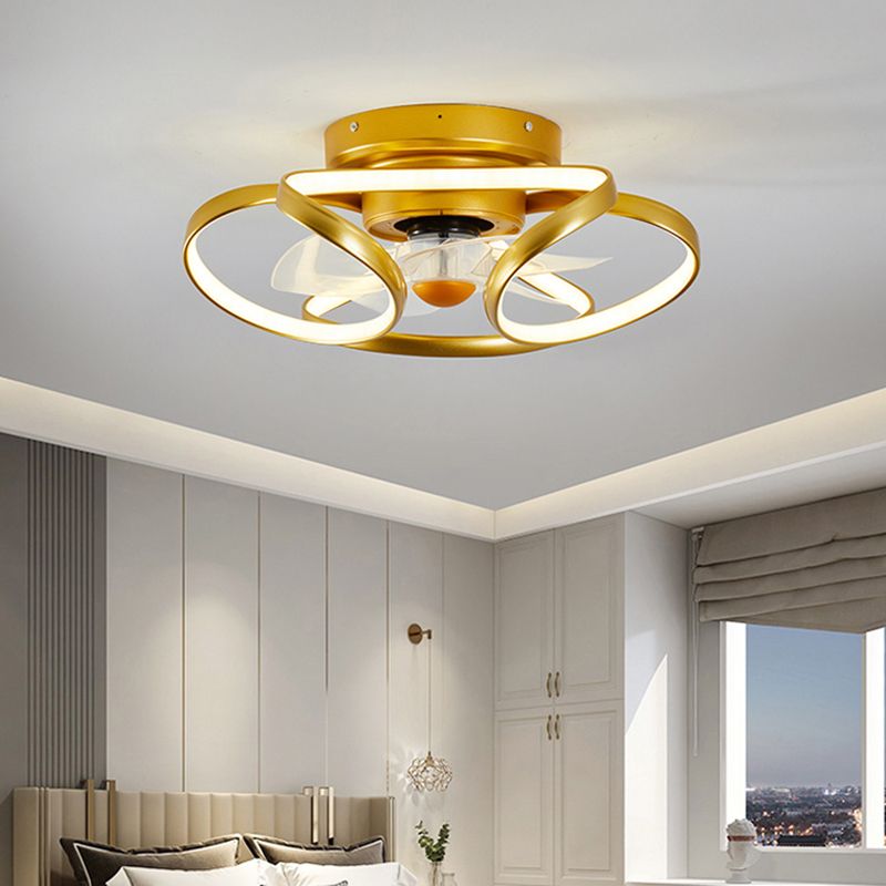 Linear Shape Metal Ceiling Fans Modern Style 1 Light Flush Ceiling Fan