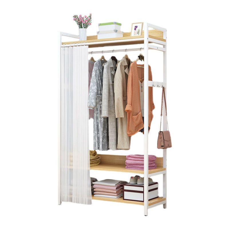 Modern Style Coat Rack Metal Frame Multi-layer Shelve Design Free Standing Coat Rack