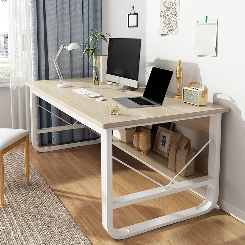 Metal and Wooden Writing Desk Sled Base Rectangular Office Desk for Office