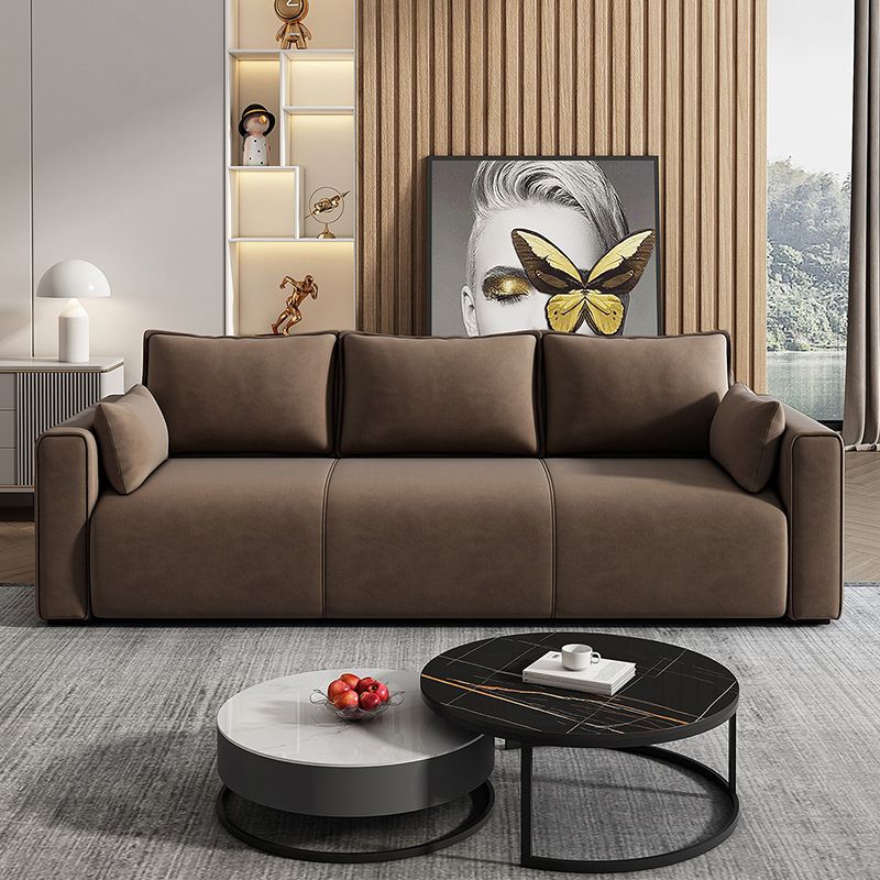 3 Seater 31.4"H Faux Leather Square Arm Sofa for Living Room