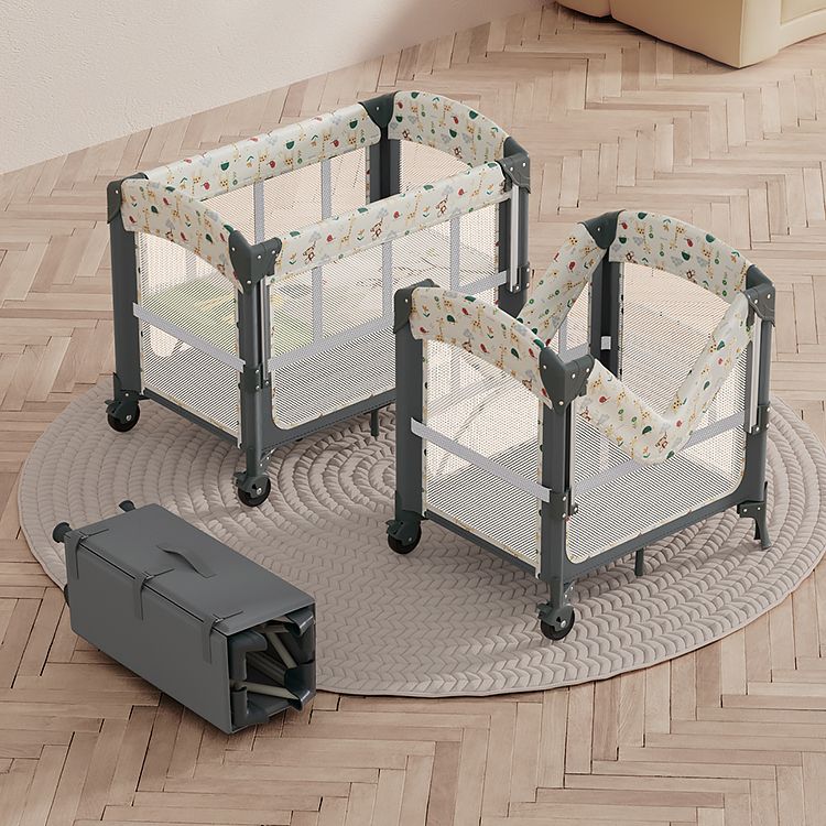 Plastic Convertible Baby Crib Nursery Crib with Mattress and Wheels