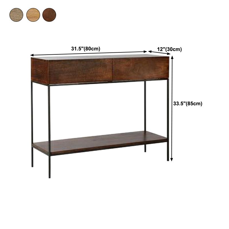 2-drawer Console Table in Brone and Wood Shelf Console Table