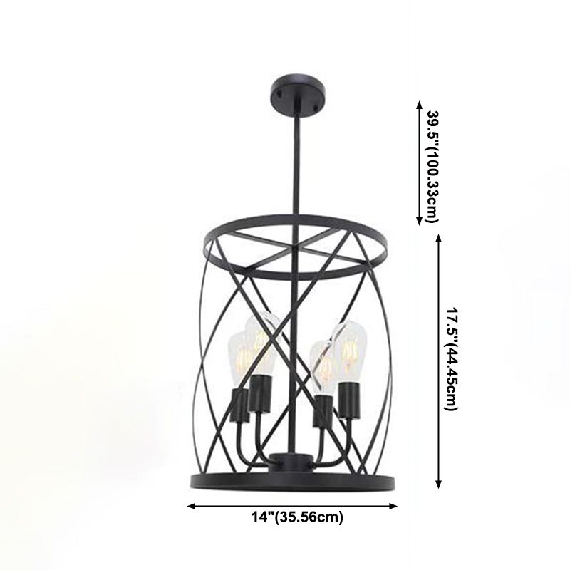 Kronleuchter -Leuchten für industrielle Stile 4 Kopf Kronleuchter Anhänger Licht für Wohnzimmer