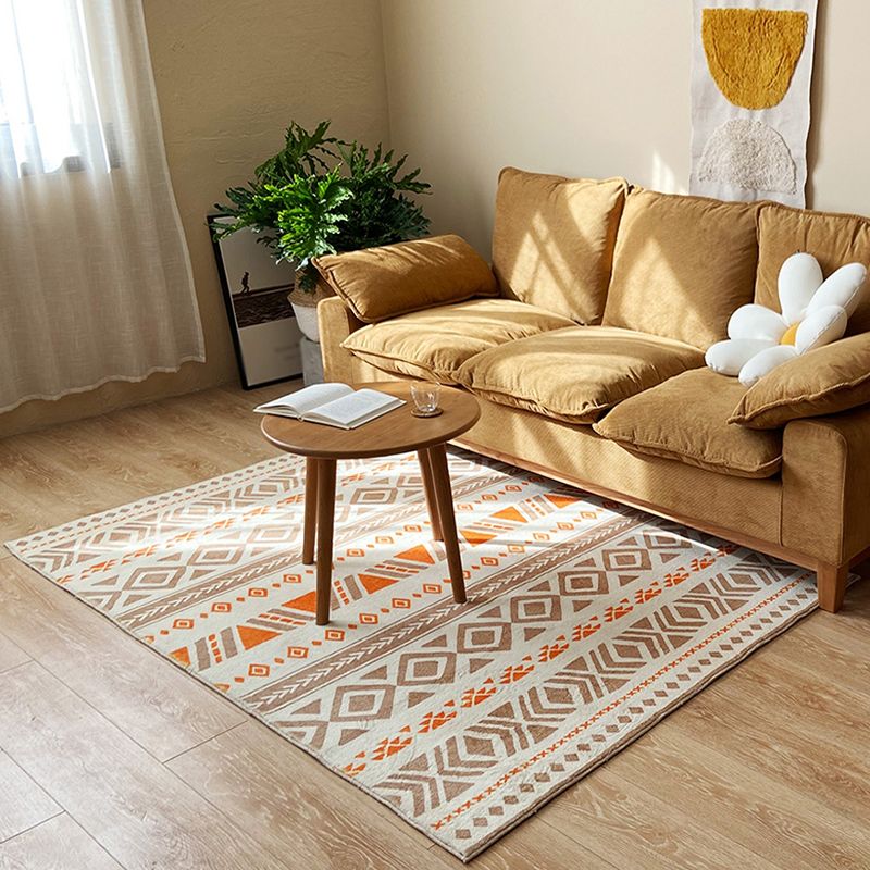 Boho-Chic Tribal Print Carpet Multicolor Polyester Rug Anti-Slip Backing Carpet for Home Decoration