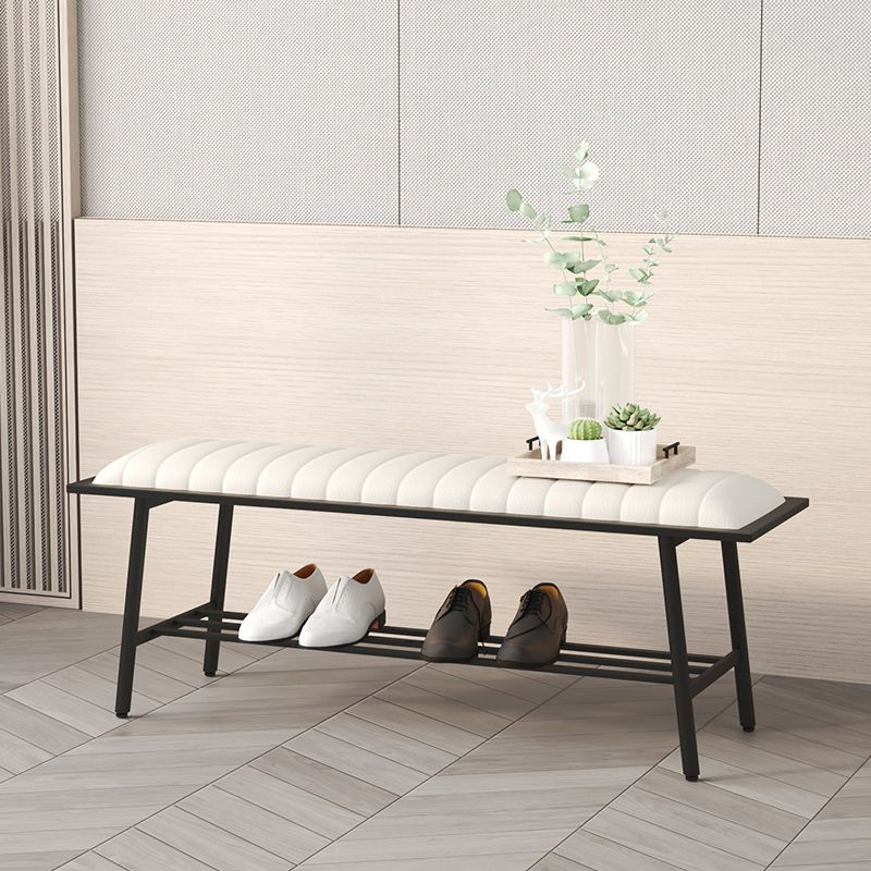 17.71" Wide Upholstered Bench with Storage Entryway Seating Bench with Metal Legs