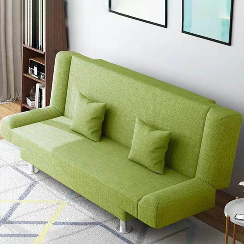 Modern Cotton Blend Round Arm Convertible Sofa Tight Back Foldable Sofa Bed