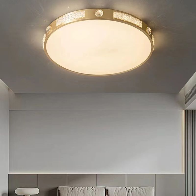 1-Light Round Flush Mount Ceiling Light Modern Metal Flush Mount Lighting