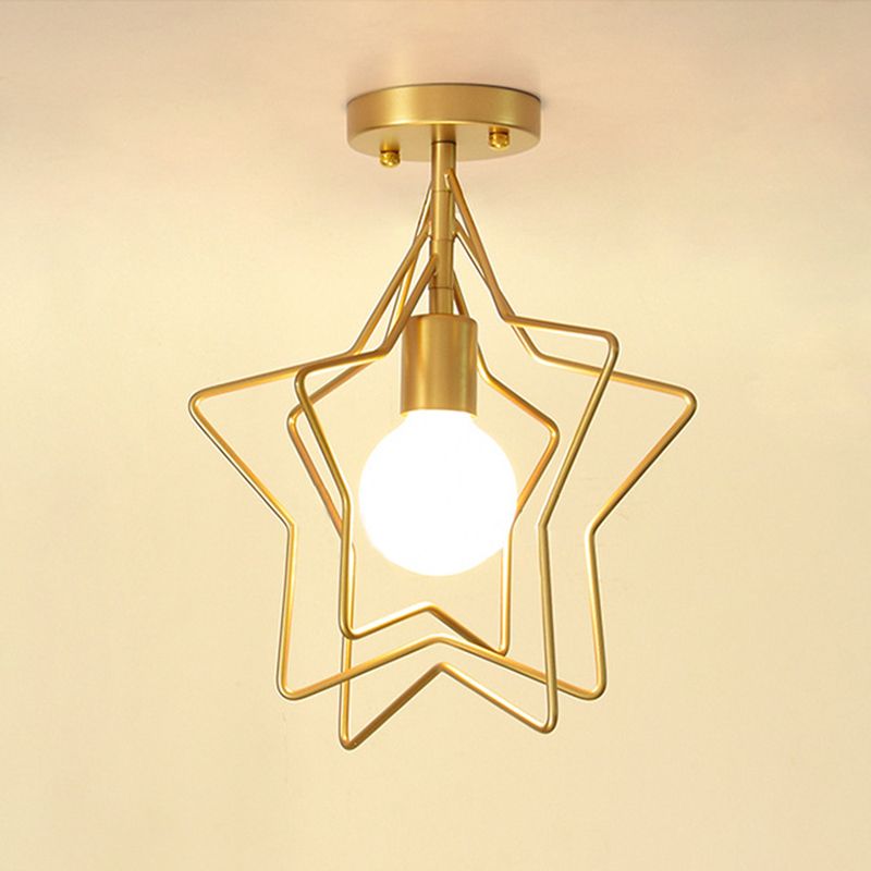 Contemporary Metal Ceiling Light Star Flush Mount Lighting for Bedroom