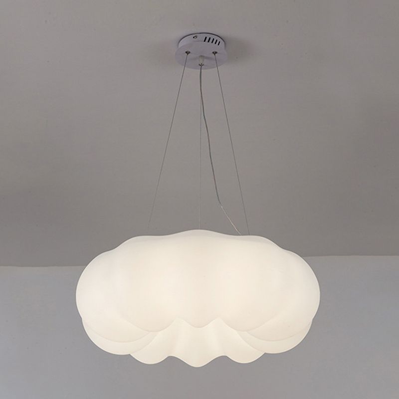 White Hanging Lamp Minimalist Style Plastic Chandelier Pendant Light Fixture