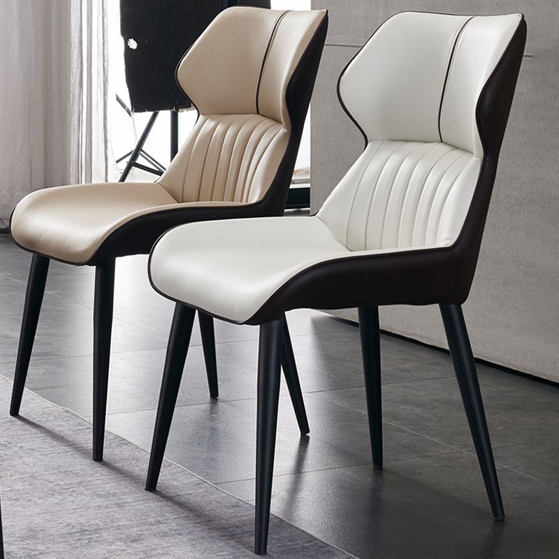 Minimalist Design Arm Wingback Side Chairs Faux Leather Side Chair