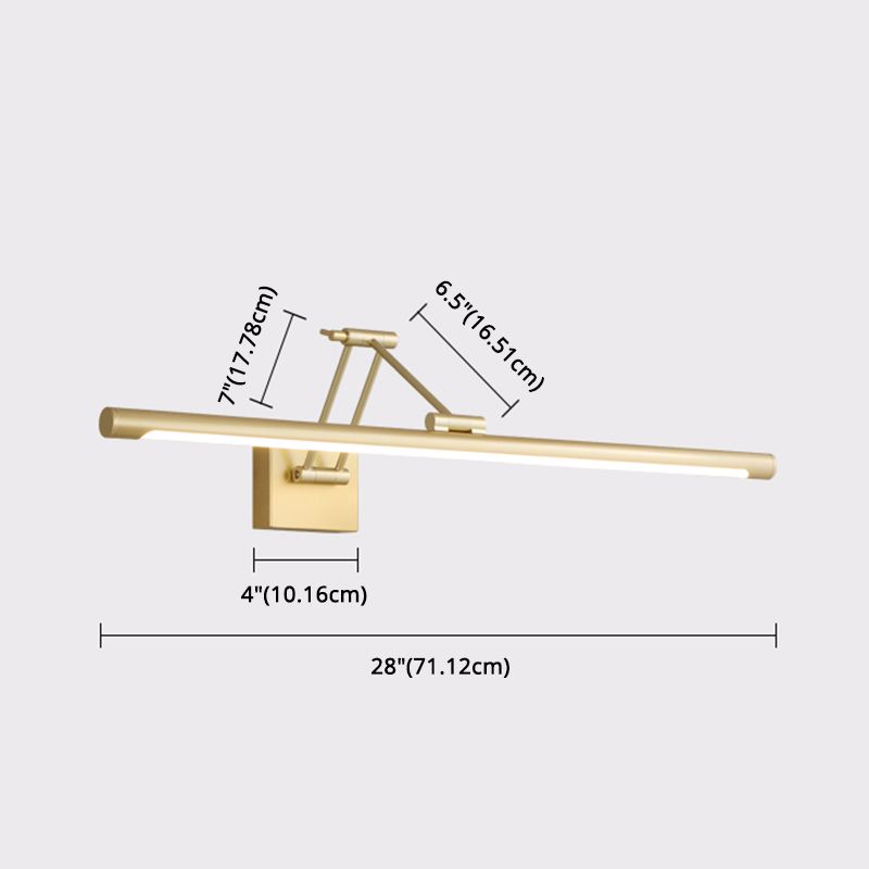 Gold LED Linear Wall Sconce in Modern Concise Style Wrought Iron Extendable Wall Light with Acrylic Shade