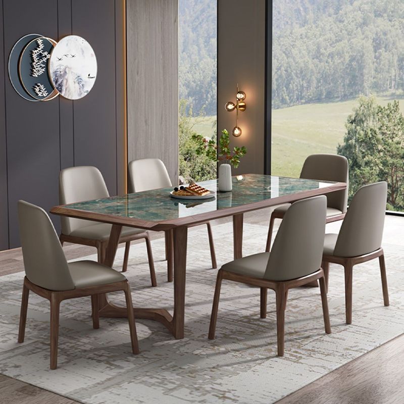 Designer Style 1/4/5/7 Pieces Dining Set Sintered Stone Dining Table with Leather Chairs