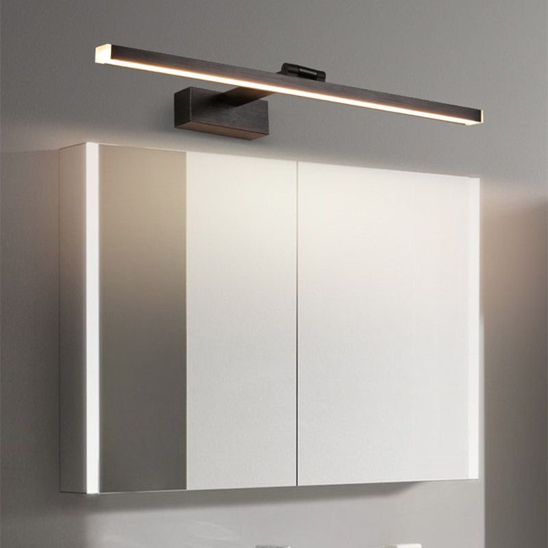 Minimalist Aluminum Vanity Light Straight Black Adjustable Mirror Light for Bathroom