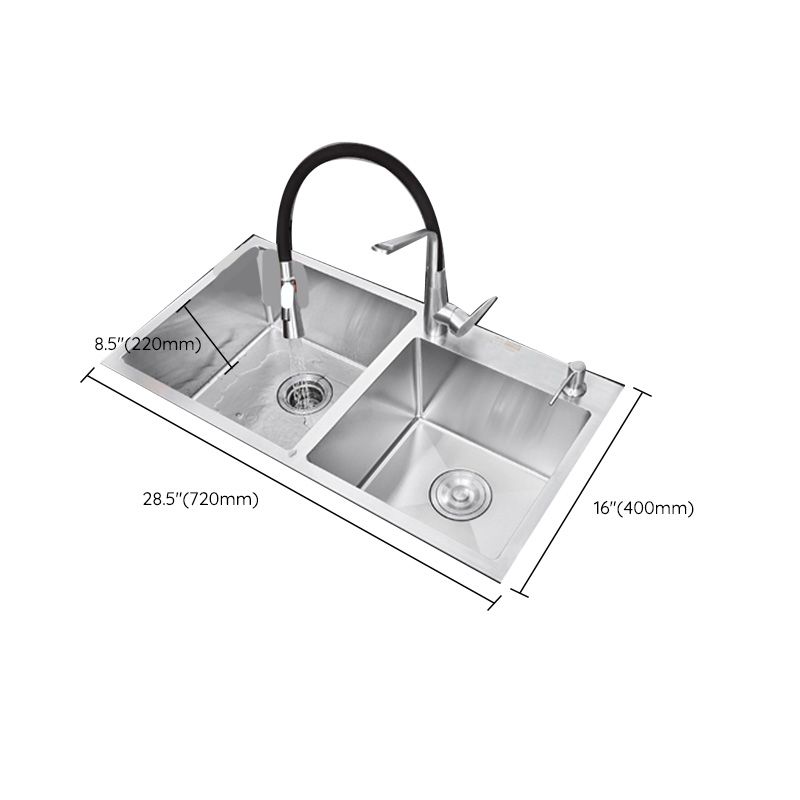 Contemporary Kitchen Sink Stainless Steel Drain Assembly Kitchen Sink