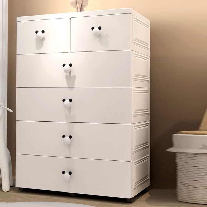 Modern Chest Nursery Dresser Plastic Kids Nightstand with 6 Drawers