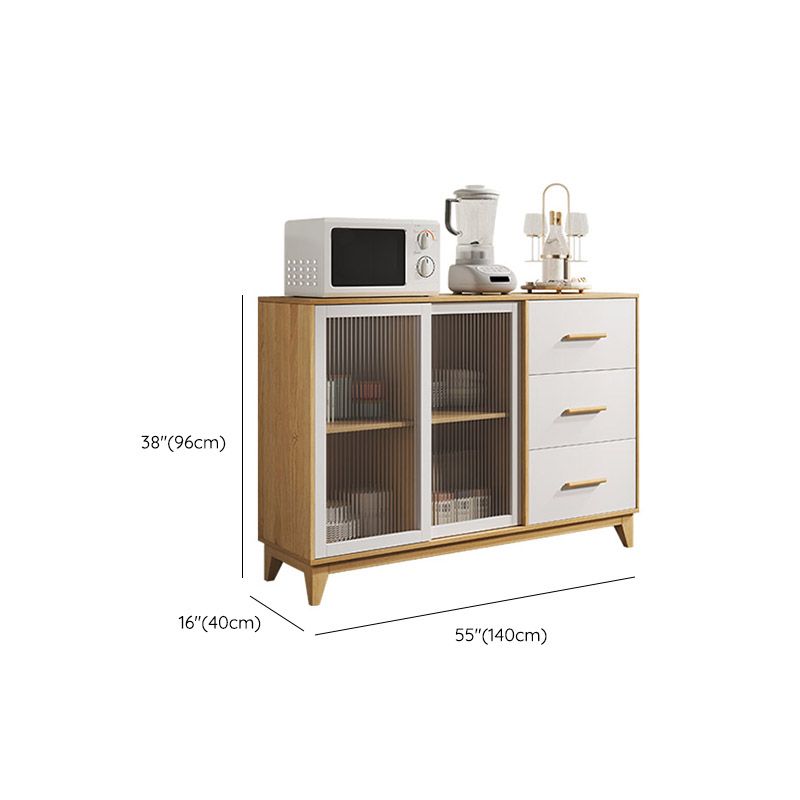 Modern Style Sideboard Engineered Wood Sideboard with Glass Door