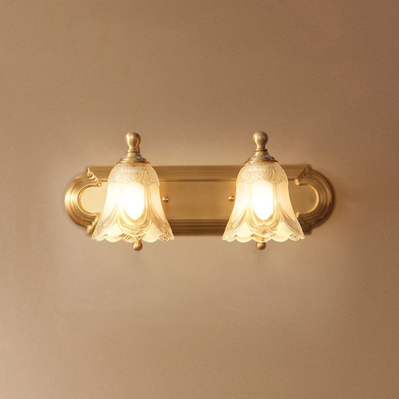 Vintage Simplicity Bell Vanity Sconce Lights Frosted Glass Wall Mount Light Fixture for Bathroom