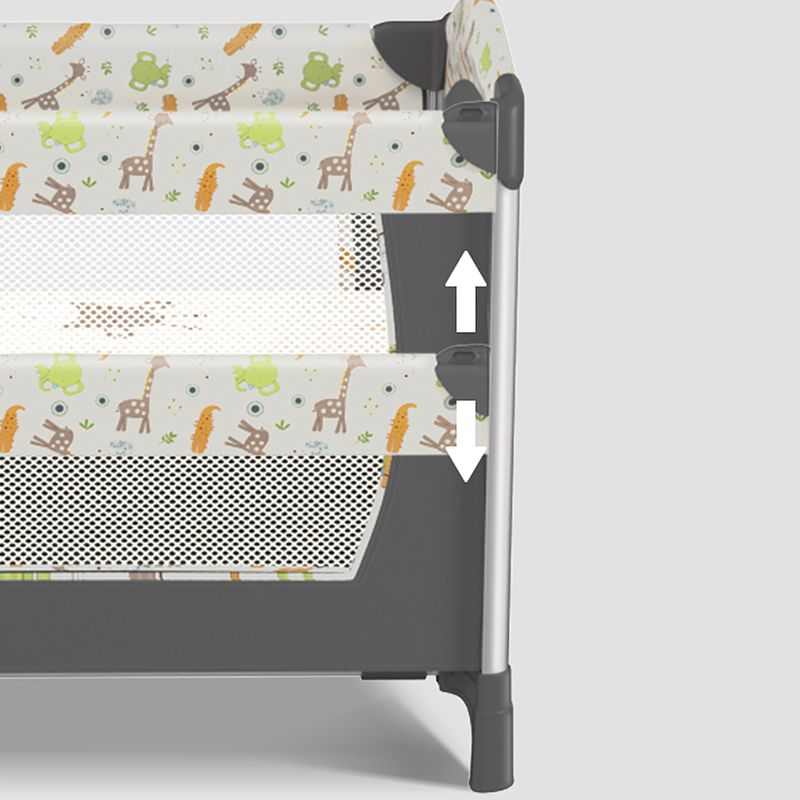 Modern Rectangle Crib Cradle Dark Gray Crib Cradle with 2 Wheels