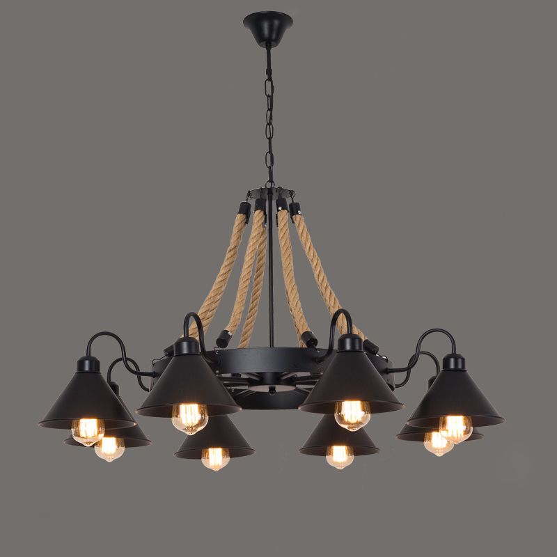 Industrial Wagon Wheel Ceiling Chandelier Pendant Metal 8 Lights Hanging Chandelier