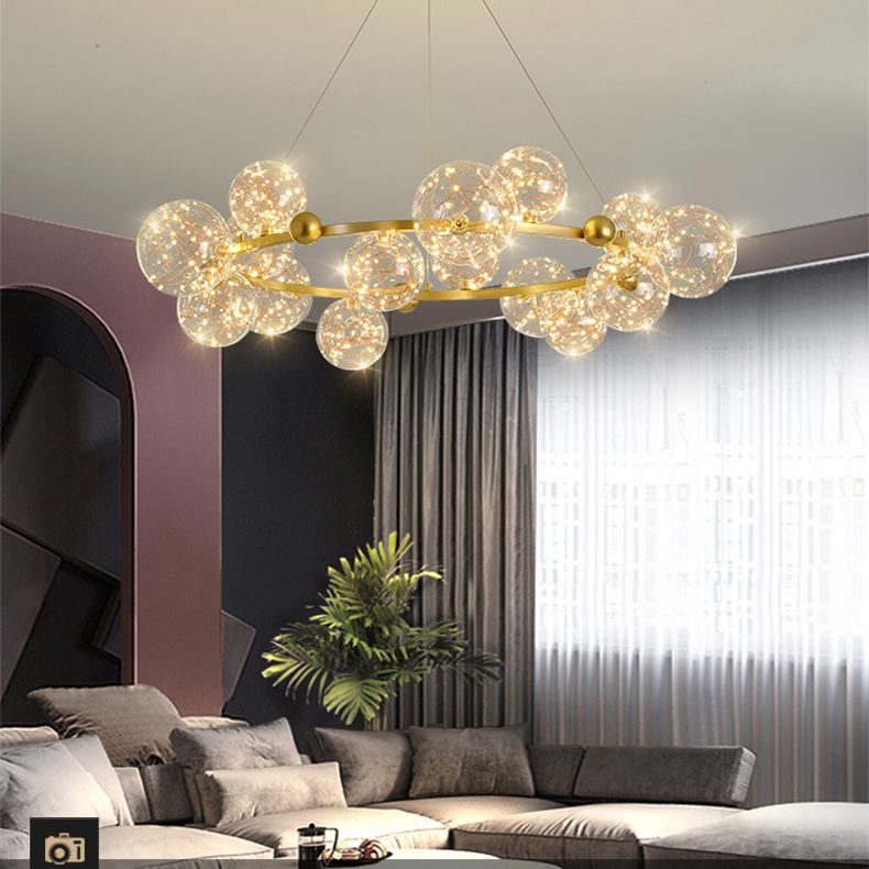 Modern Pendant Chandelier Circular Chandelier Hanging Light Glass Globe Chandelier