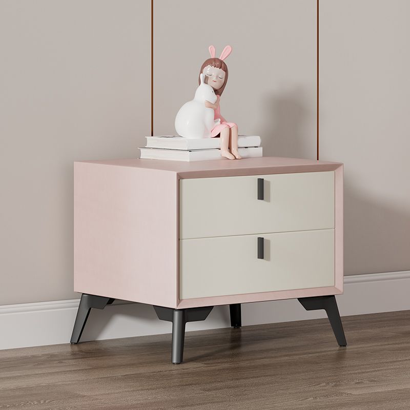 Solid Wood Bedside Table for Nursery with 2 Drawers Contemporary Nightstands