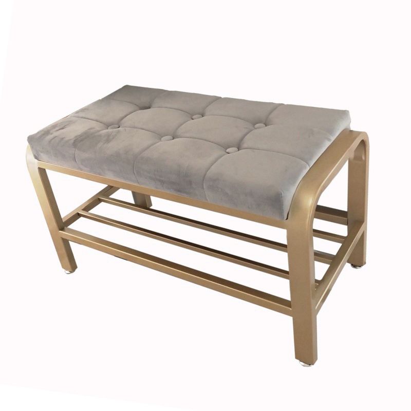 Cushioned Seating Bench 17.7" H Glam Metal Entryway Bench with Legs