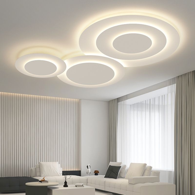 Circular Shape LED Ceiling Lamp Modern Acrylic 3 Lights Flush Mount for Bedroom