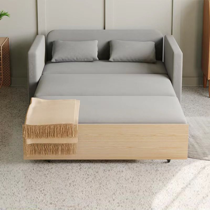 Contemporary No Theme Bed with Upholstered in Linen Blend Low Profile Bed