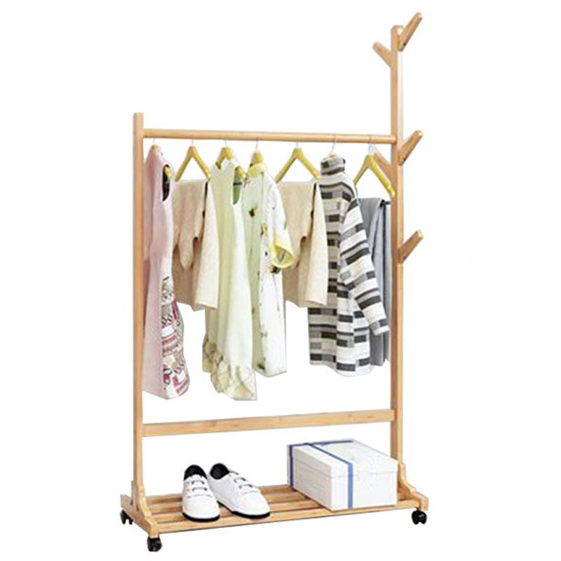 Wooden Coat Hanger Shelves and Hanging Rail Hooks Vintage Entryway Kit