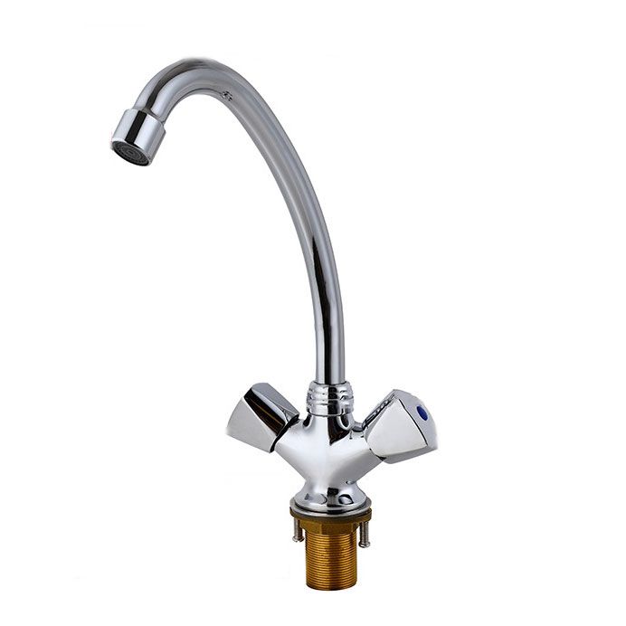 Contemporary Kitchen Faucet Double Handle High Arch Water Filler in Chrome