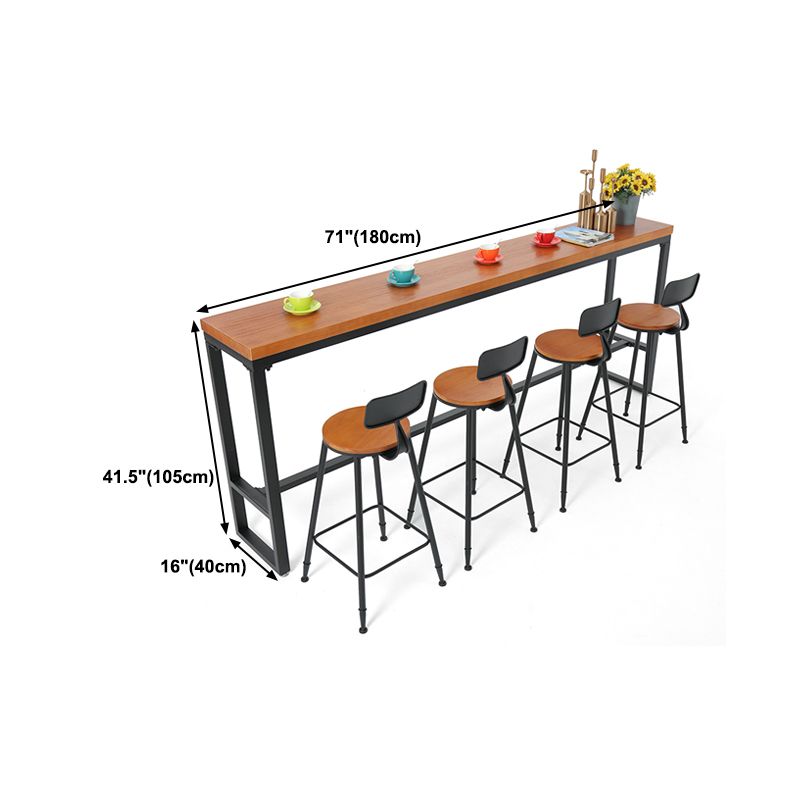 Industrial Rectangle Bar Table Pine Solid Wood Bar Dining Table with Footrest