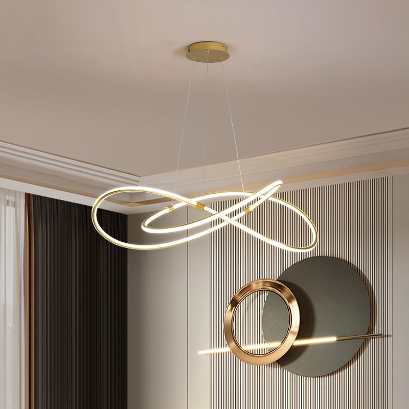 Twisted Suspended Lighting Fixture Modern Chandeliers For Dining Room Metal Chandelier