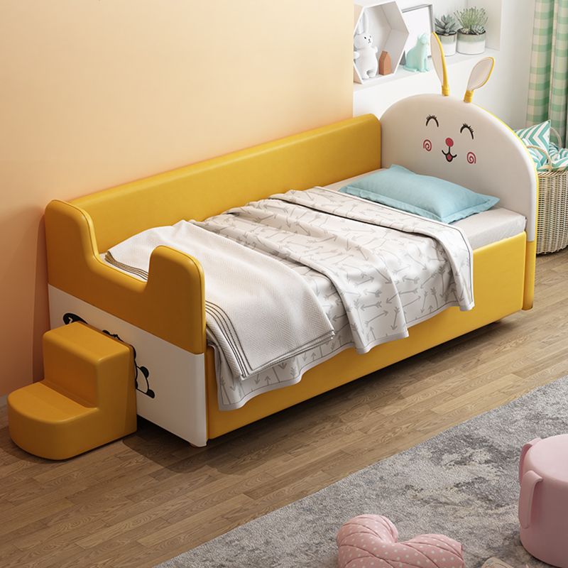 Modern Upholstered Toddler Bed Headboard Kids Bed with Guardrail