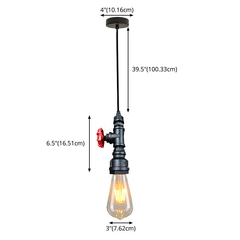 1 Light Water Pipe Hanging Pendant Lights Retro Industrial Style Metallic Pendant Ceiling Lights