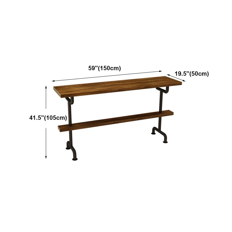 Light Brown Industrial Style Bar Table in Iron and Solid Wood Bar Table