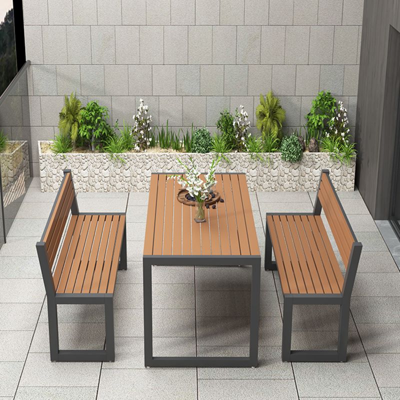 Modern Rectangle Wood Courtyard Table Waterproof Outdoor Table