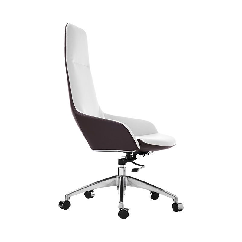 Faux Leather Office Chair Contemporary Nylon Desk Chair in White