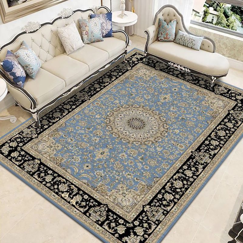 Distressed Floral Design Rug Antique Polyester Area Carpet Non-Slip Backing Carpet for Home Decor