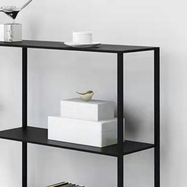 Contemporary Metal Rectangle Console Table 1-shelf Floor Shelf Storage Black Console