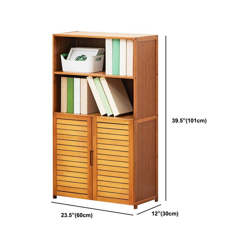 Contemporary Bamboo Book Shelf Closed Back Brown Shelf Bookcase for Home