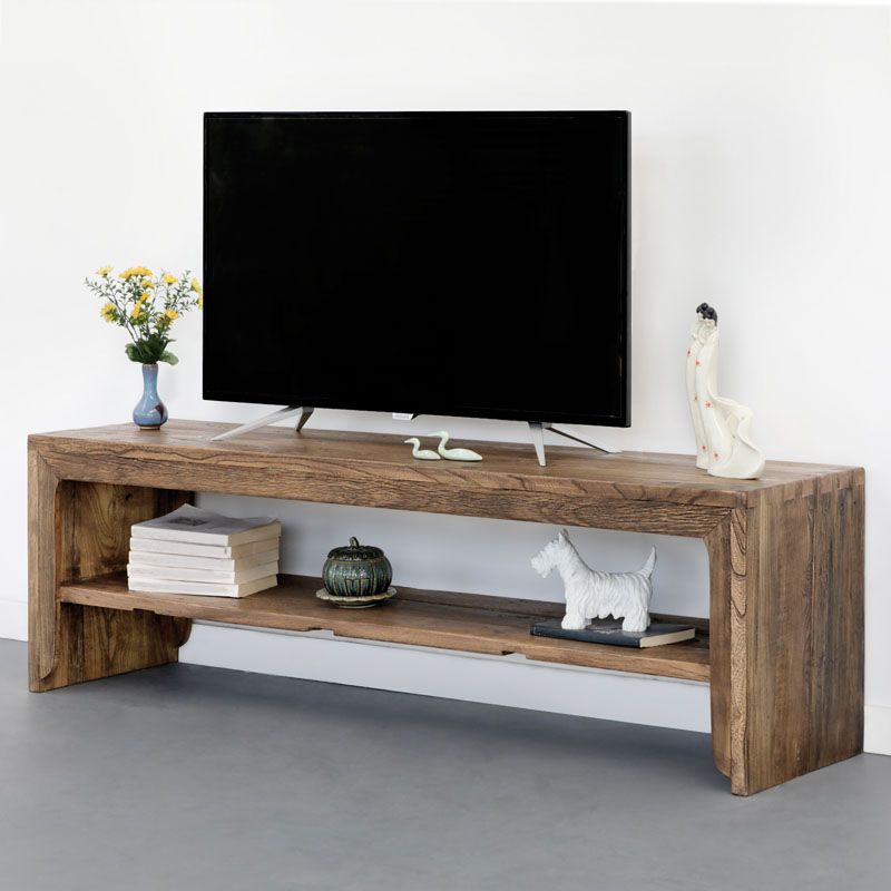 Solid Wood TV Stand Console Industrial Style 1-shelf TV Stand - Brown