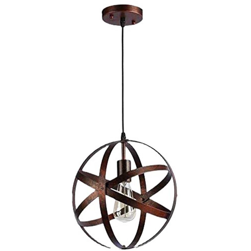 Retro Industrial Single Globe Cage Pendant Light Fer 1 Light Suspension Light For Dining Table