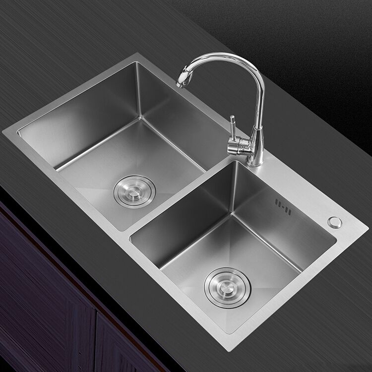 Modern Style Kitchen Sink Drop-In Stainless Steel Kitchen Double Sink