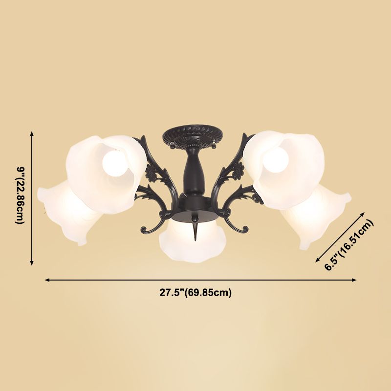 Traditional Flush Mount Light Simple Ceiling Lamp with Glass Shade for Living Room