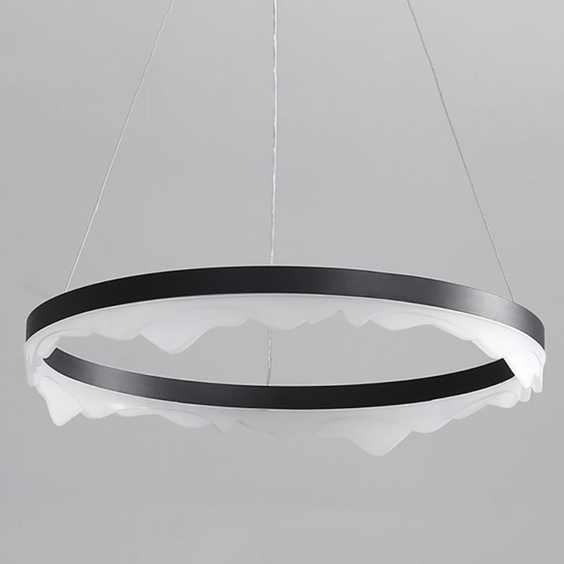 Simple LED Chandelier 1-Light Hanging Pendant Light Fixture with Acrylic Shade for Bedroom