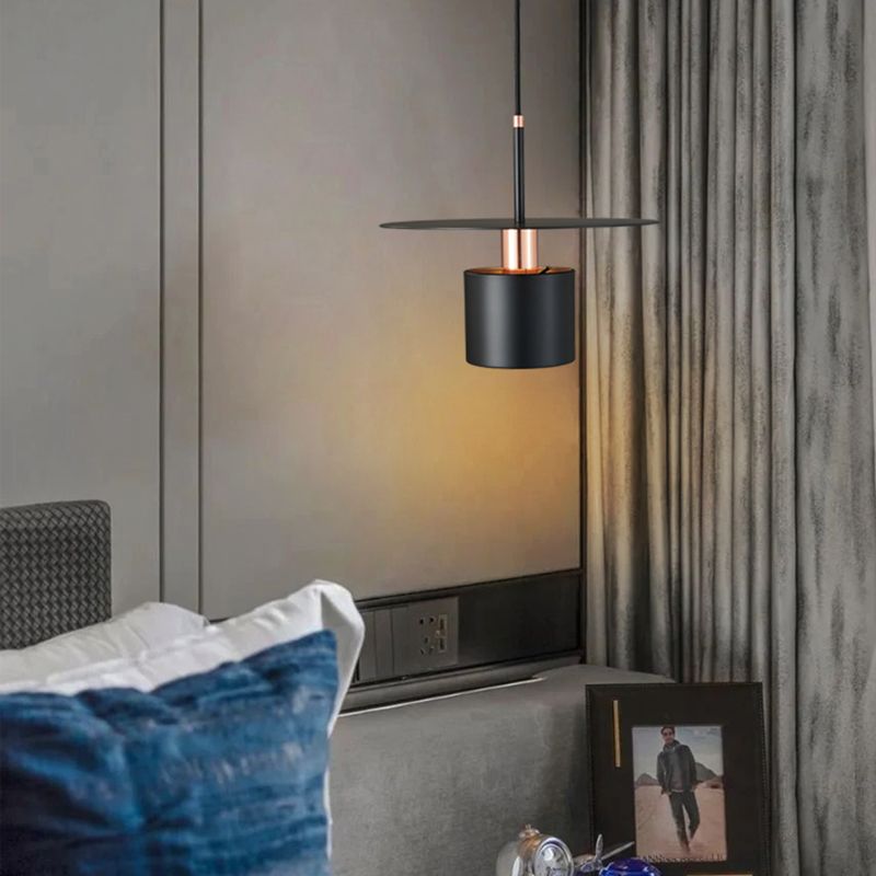 Nordique Cylinder Shade Hanging Light, Metal 1-Light Hanging Lighttures For Indoor