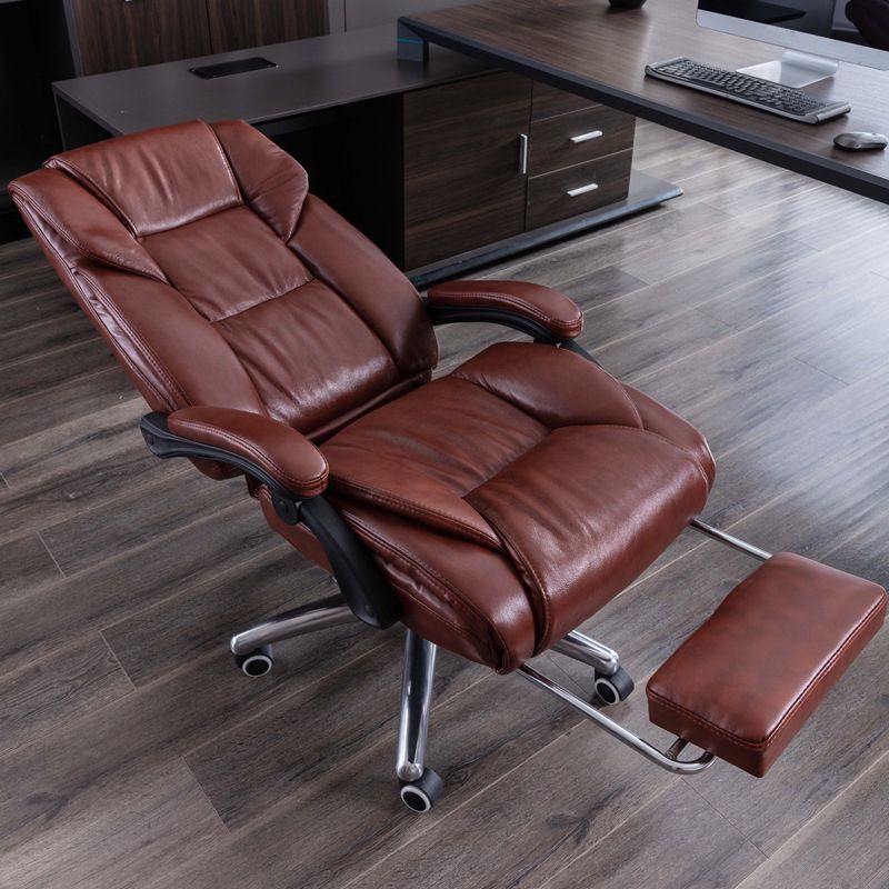 Modern Leather Slide Chair Padded Arms Adjustable Seat Height Office Chair with Wheels