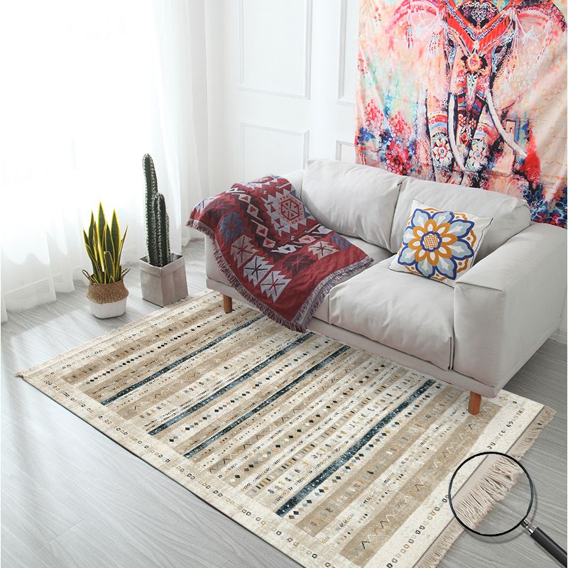 Multicolor Geometric Rug Polyster Moroccan Area Rug Non-Slip Backing Easy Care Washable Carpet for Bedroom