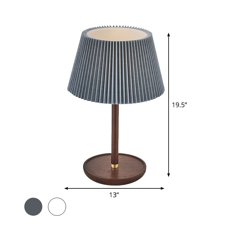 1 Bulb Living Room Table Lamp Modernism Blue/White Desk Light with Flared Fabric Shade